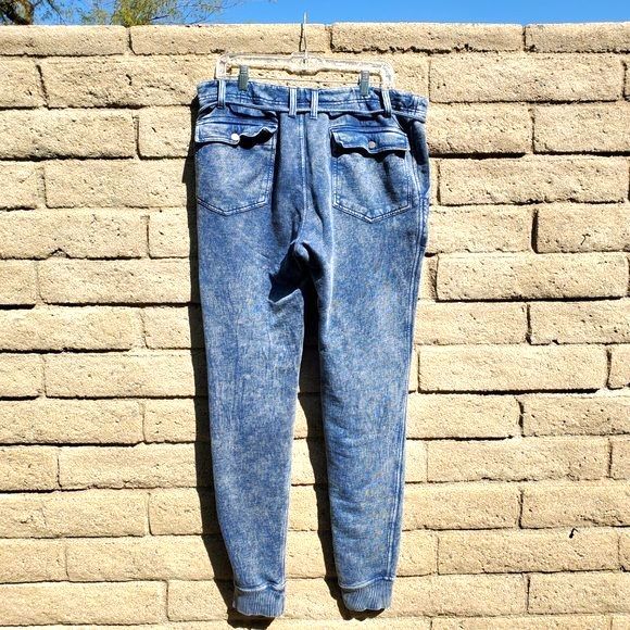 Calvin Klein Distressed Jogging Pants Jean Look Casual Comfy Acid Wash Sz M - Picture 2 of 12